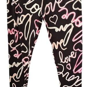No Boundaries Black and Pink Leggings with Whimsical Design